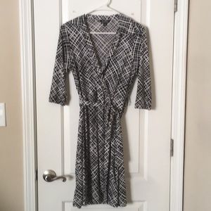 Black and White Patterned wrap top Dress